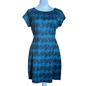 Forever 21 Blue and Black Houndstooth Sheath Dress Size M